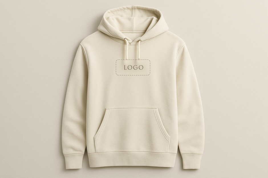 hoodie with add your logo off white color